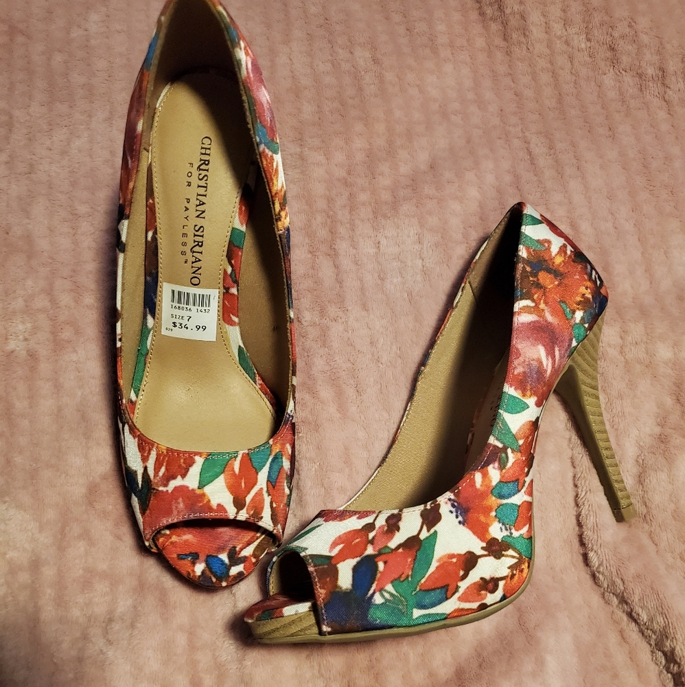 Christian siriano floral heels
